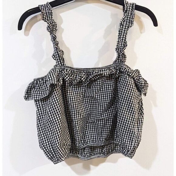 American eagle | ruffle gingham crop tank top - Picture 5 of 8